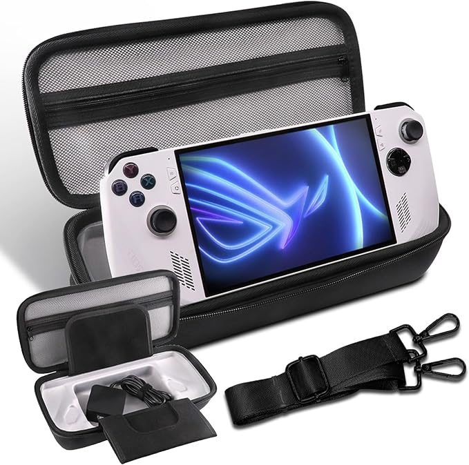Miimall EVA Hard Travel-Friendly Large Capacity Case with Portable Strap for Asus ROG Ally X/Ally Handheld Accessories Black by Miimall