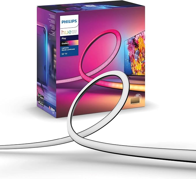 Philips Hue Play Gradient 55" Smart TV Light Strip - Flowing Multicolor LED Color-Changing TV BackLight - Sync with TV, Music, and Gaming - Requires Bridge and Sync Box - Control with App or Voice by Unknown