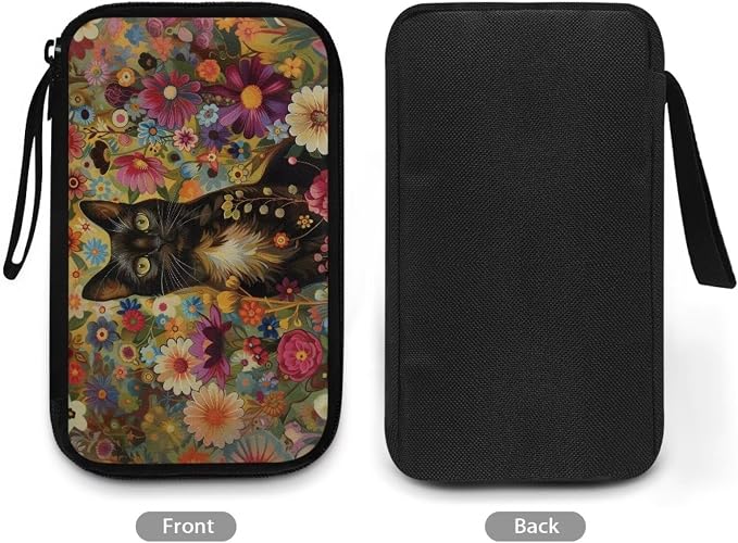 Black Cat Cable Organizer Bag Tech Pouch Portable Electronics Organizer Travel Case for Phone Power Bank SD Card Electronic Accessories Carry Case - Image 3