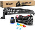 Nilight ZH120 50Inch 50 Inch 288W Curved Spot Flood Combo Bar LED Off Road Driving Light and 1PC 14AWG 12V 5Pin Rocker Switch Wiring Harness Kit-1 Lead, 2 Years Warranty, White by Nilight