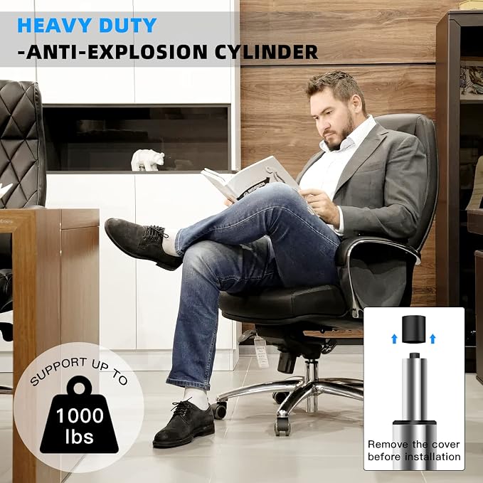 Omyoffice 5.5” Office Chair Cylinder Replacement, Class 4 Piston (Silver) | Heavy-Duty 1000 lbs, Hydraulic Pneumatic Gas Lift, Universal Fit Most Executive Gaming Desk Chairs - Image 4