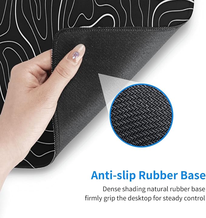 Topographic Contour Extended Big Mouse Pad Large,Gaming Mouse Pad Desk Pad,31.5x11.8 Inch Long Computer Keyboard Mouse Mat Mousepad with 3mm Non-Slip Base and Stitched Edge for Gaming and Office - Image 7