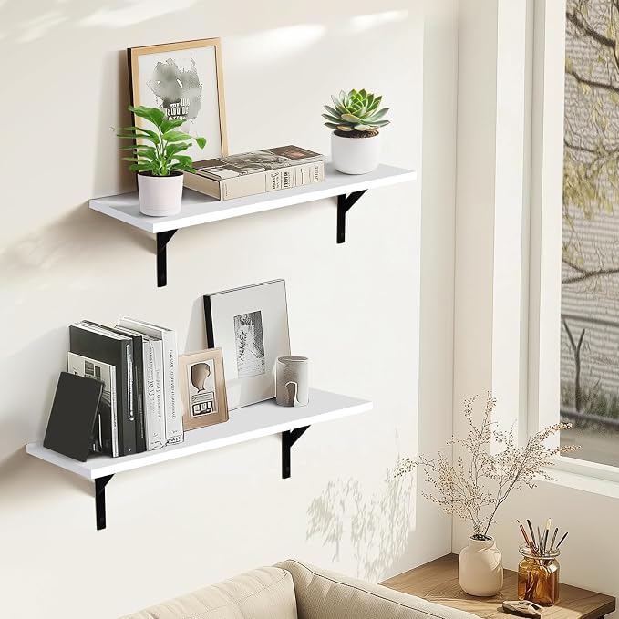 Tectocker-DOU 24" Long Floating Book Shelves for Wall, Heavy Duty, White - Image 2