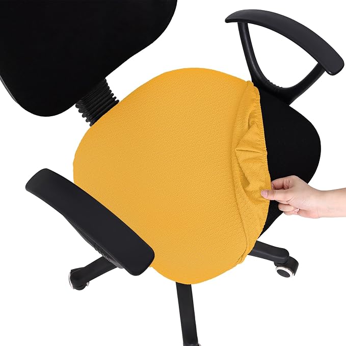 Smiry Office Computer Chair Seat Covers for Desk, Anti-dust Protector | Stretch Jacquard Removable Washable Desk Chair Seat Cushion Protectors, Mustard Yellow by Smiry