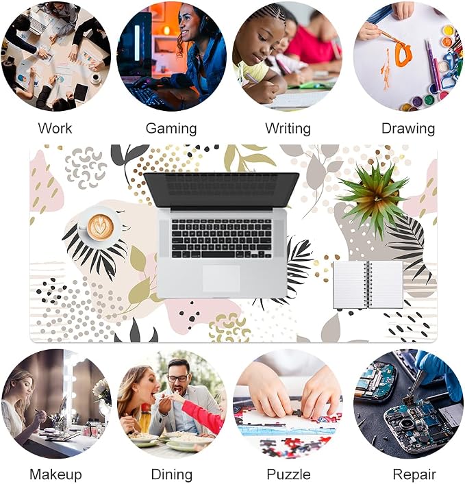 QiyI PU Leather Large Mouse Pad, Office Decor, 31.5" x 15.7", Tropical | Desk Décor Accessories, Extended Size, Waterproof & Easy to Clean, Smooth Surface, Non Slip Desk Organization - Image 7
