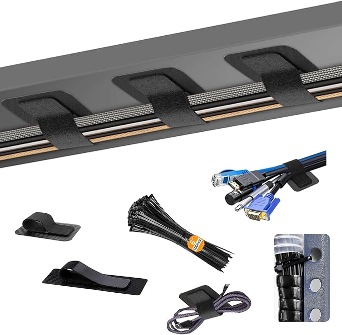 Under Desk Cable Management Kit: 20 Adhesive & 100 Zip Ties Black by Unknown