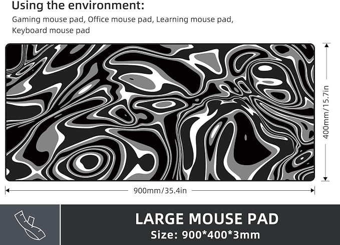 Rinaze Large Gaming Mouse Pad with Superior Micro-Weave Cloth, Extended Desk Mousepad with Stitched Edges, Anti-Slip Keyboard Pad for Computer, Home and Gaming - Image 2