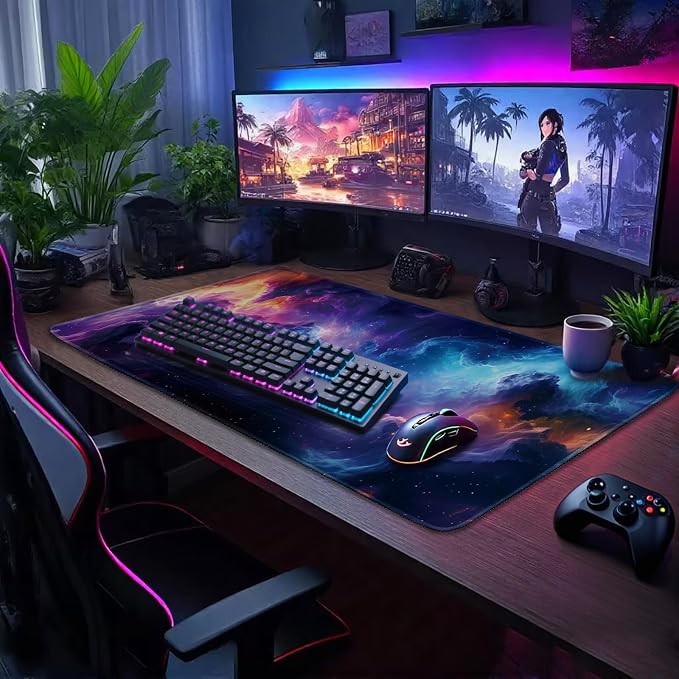 Galaxy Large Gaming Mouse Pad Desk Mat 31.5"x15.7" | Extended Mousepad, Non-Slip Rubber Base , Stitched Edges, for Computer/Laptop/Office/Home - Image 2
