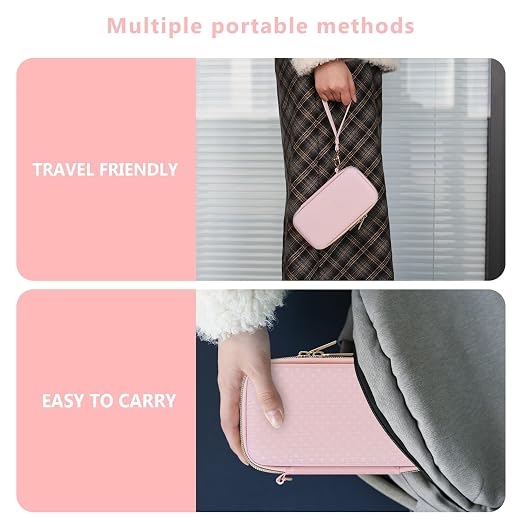 Supmay Hard Carrying Case Compatible with Nintendo DS Lite NDSL, Gameboy Advance Games Storage Holder Travel Bag with Mesh Pocket for USB Charging Cable, Stylus, Earphones, Game Cartridge, Pink - Image 6