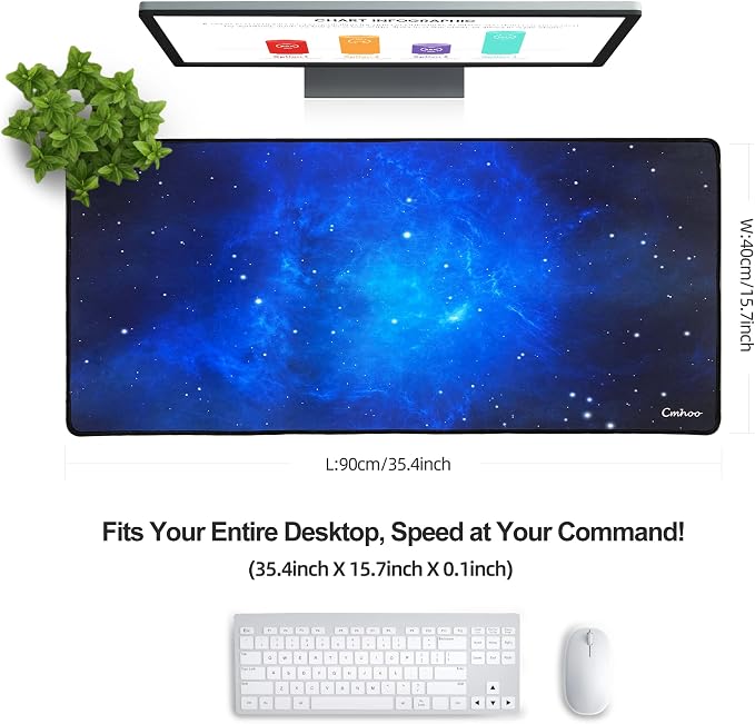 Large Mouse Pad Gaming XXL & Desk Keyboard Mat Size (35.4x15.7x0.1IN, 90x40 Sky Blue) - Image 2