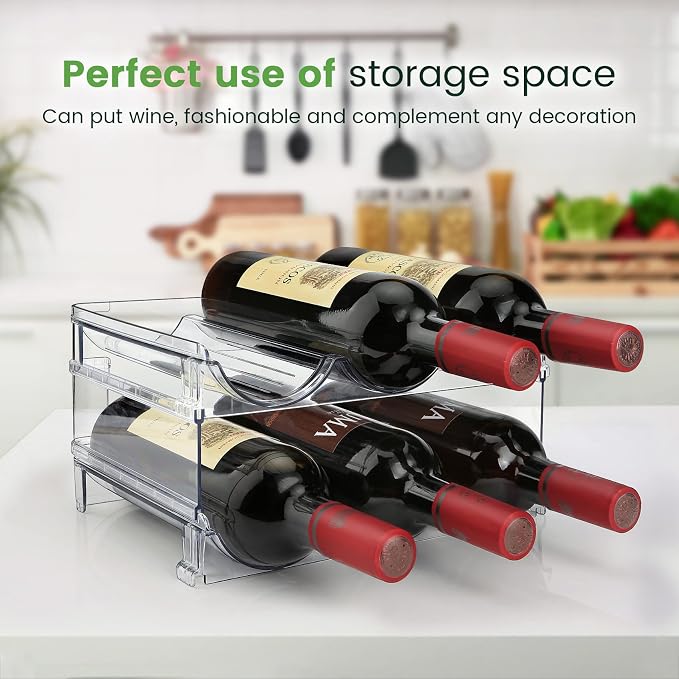 spospo Water Bottle Organizer for Cabinet, Water Bottle Storage Organizer, 2 Packs Water Bottle Storage Rack, Water Bottle Holder for Cabinet, Stackable Water Bottle Storage Rack - Image 5