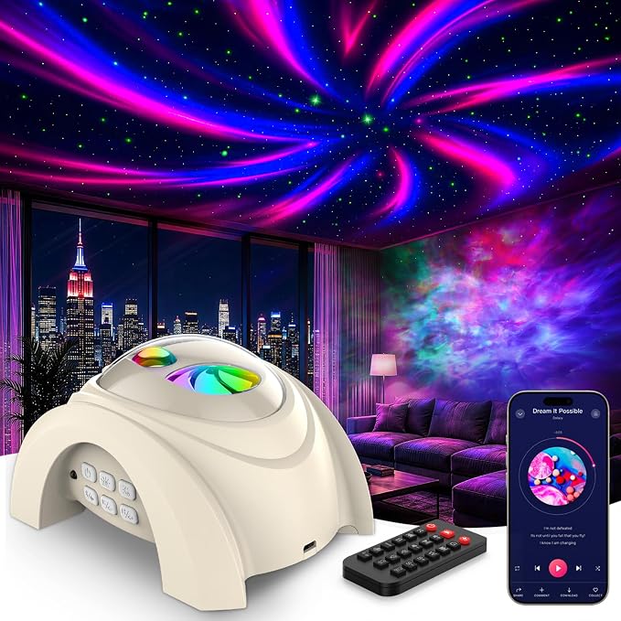 Rossetta Dual Lens Galaxy Star Aurora Projector Night Light for Bedroom by Rossetta