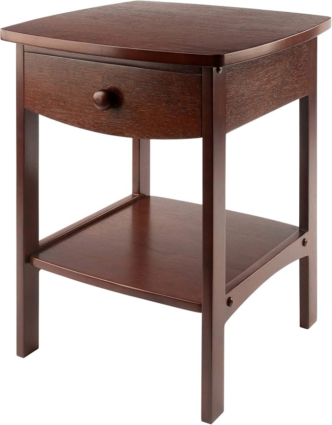 Winsome 22 x 18 x 18-Inch Wood Curved End Table/Night Stand with One Drawer, Brown (94918) by Winsome