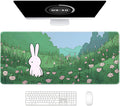 Auhoahsil Ultra Large Gaming Mousepad, XXL Extended Full Size Desktop Matt for Keyboard, Laptop & Computer, 35.5 x 15.7 in, Anime Bunny Green Grass by Auhoahsil