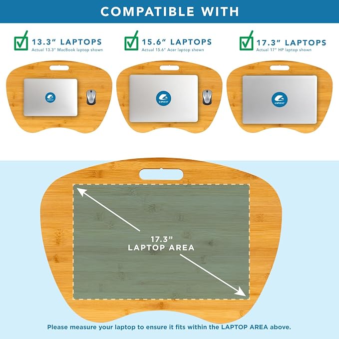ROSSIE Home XL Bamboo Lap Desk – Natural, Fits 17.3” Laptops - Image 3