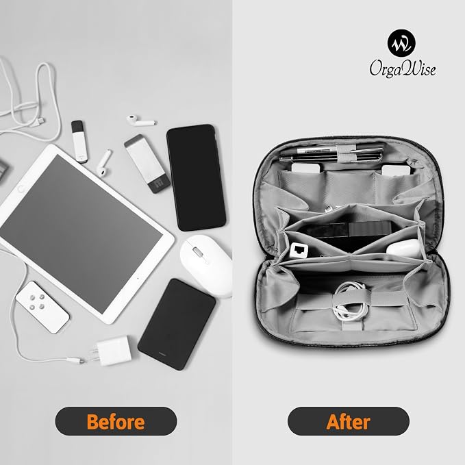 OrgaWise Electronics Organizer, Electronic Accessories Bag Travel Cable Organizer Three-Layer for iPad Mini, Kindle, Hard Drives, Cables, Chargers - Image 6