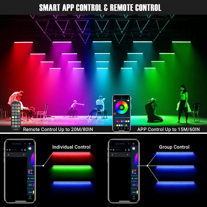 LED Stage Wash Light Bar: 60W Dual-Row LED with 108 LEDs - Remote & App Control - Sound Activated Music Sync - Aluminium Construction for Events DJ Parties Venues Home Decor Band Performances - Image 3