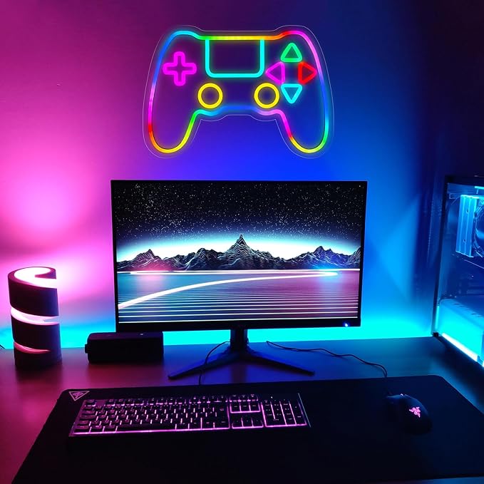 Qusea Gamer Neon Sign Gamepad Shaped RGB LED Neon Lights Gaming Sign USB Powered Game Gift for Boys Bedroom Gamer Room Wall Decor - Image 5