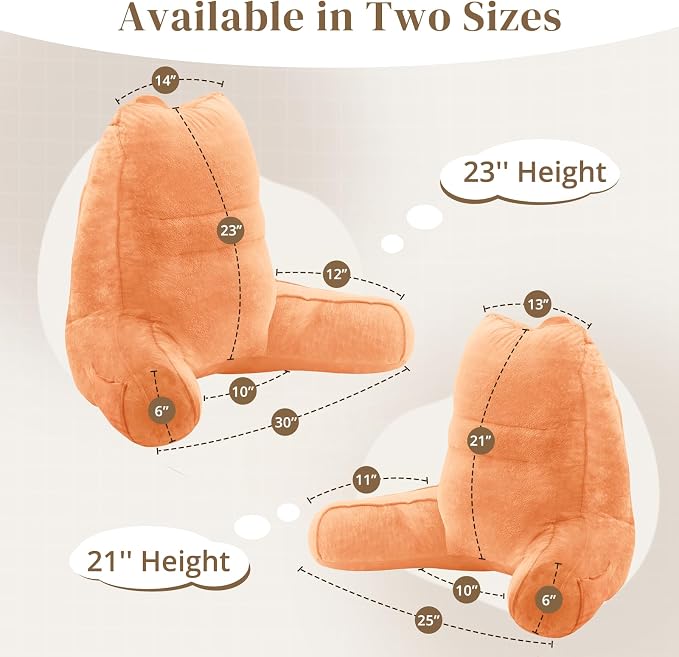 Sasttie Reading Pillow for Bed, Back Pillow for Sitting Up, Orange - Image 2