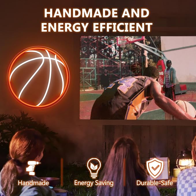 Basketball Neon Sign, 12.6×12.6 Inch Basketball Led Neon Light, Dimmable LED Neon Signs for Wall Decor, Powered by USB Wall Decor Aesthetic, Sports Neon Signs for Room Bedroom Shop Decor - Image 8