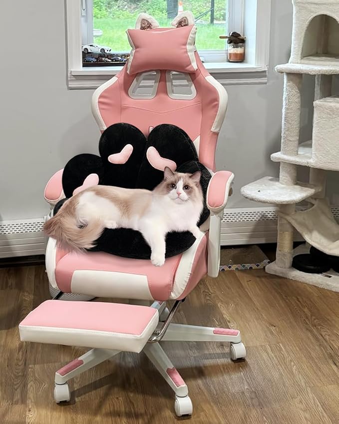 MOONBEEKI Cat Paw Cushion Chair Comfy Kawaii Plush Seat Cushions | Chair Cushion Pillow for Gamer 28"x 24" Cozy Floor Cute Girl Worker Gift, Dining Room Bedroom Decorate, Black - Image 6