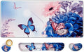AIMSA Large Gaming Mouse Pad Set, Keyboard Wrist Rest Support Mouse Pad, Ergonomic Memory Foam Multifunctional Extended Desk Mat 35x15.7in Anti-Slip Rubber Base for Office Home, Butterfly Flower by AIMSA