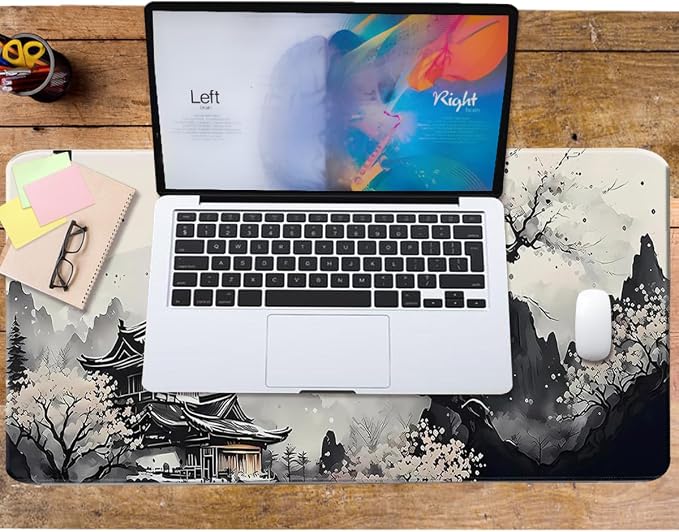 Large Mouse Pad Set, Japanese Extended Mouse Pad Black Desk Pad Easy Typing for Typing Office Game 35.4 x15.7 in - Japanese Scenery - Image 6