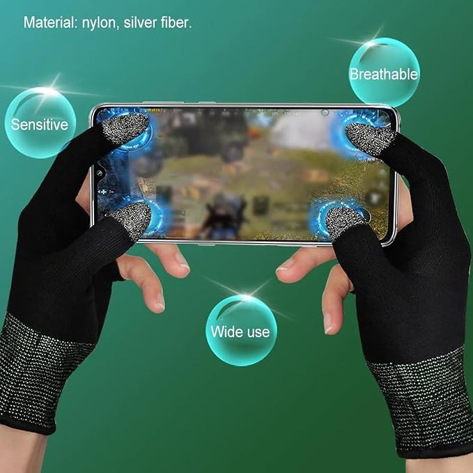 Mobile Game Finger Sleeves, Sweat-proof Fingertip Covers - 10 Finger Touchscreen Control, Seamless Thumb, 1 Pair Glove (10 Fingers & 1 Pair Glove) - Image 5