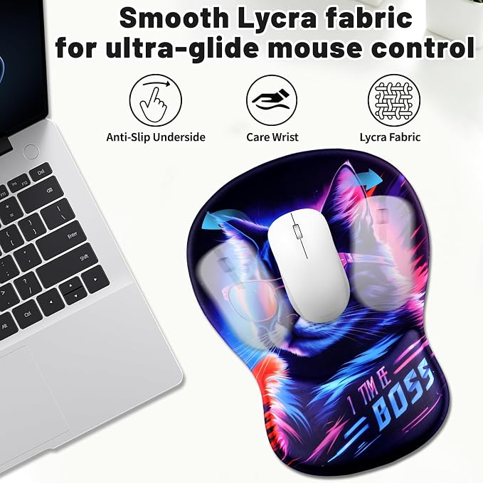 Ergonomic Mouse Pad with Wrist Rest - Gel Wrist Support Mousepad with Non-Slip PU Base for Computer, Laptop, Office & Home - Image 2