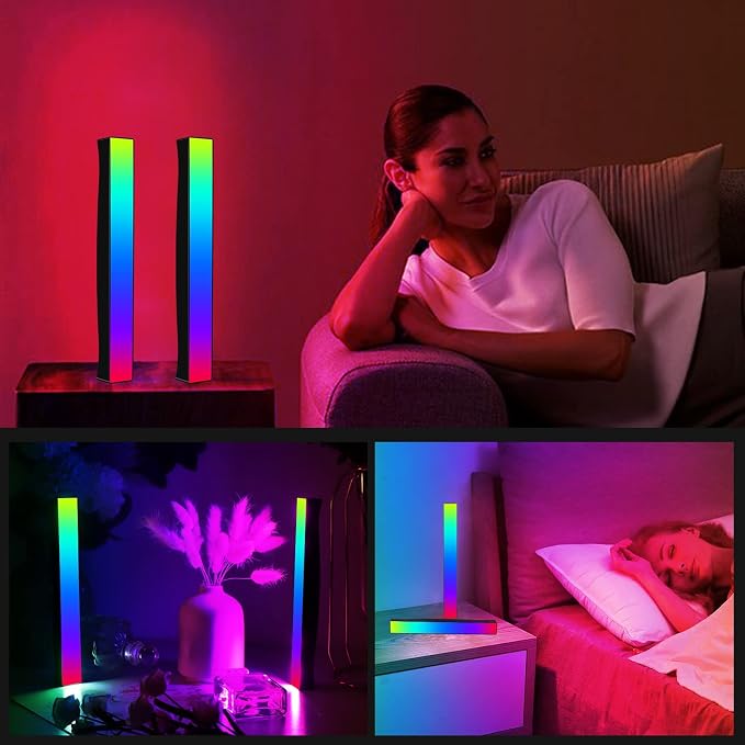 Battery Powered Rhythm Light Bar, RGB Sound Control Pickup Rhythm Lights, APP Control 32 Bit Music Level LED Lights, USB Rechargeable Voice Activated Atmosphere Light for Game Car TV DJ Studio - 2Pcs - Image 6