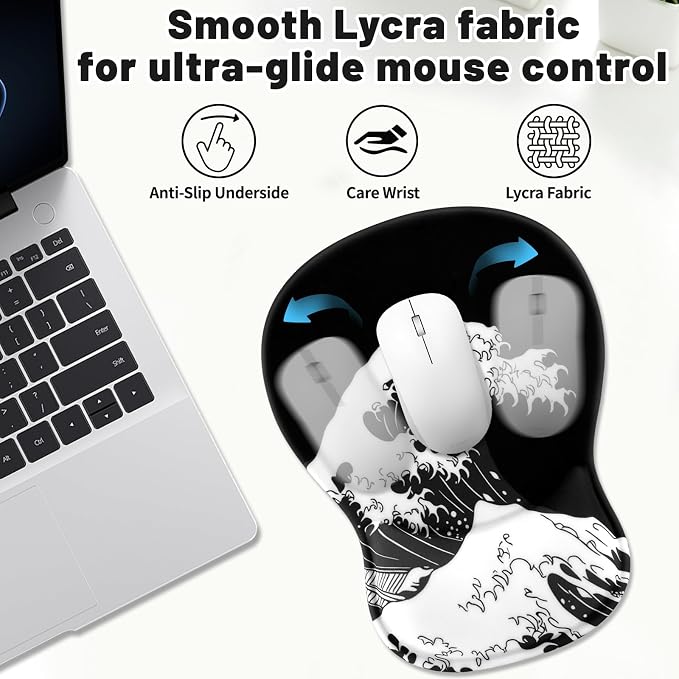 Ergonomic Mouse Pad with Wrist Rest - Gel Wrist Support Mousepad with Non-Slip PU Base for Computer, Laptop, Office & Home - Image 2