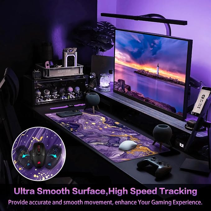 Canjoy Gaming Mouse Pad, 31.5x15.7in Large Mouse Pads for Desk Keyboard Pad | Desk Mat for Keyboard and Mouse Computer Big Full Size Desk Pad with Non-Slip Rubber Base and Stitched Edge for Home Office - Image 3