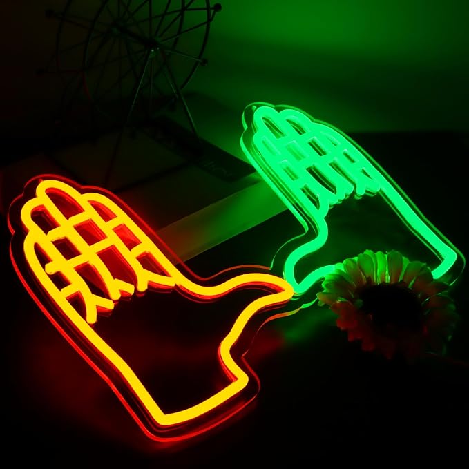 University Football Hand Sign for Wall Decor, Sports Hand Orange and Green U Neon Light Dimmer for Dormitory Decor,USB Power Lights for Man Cave, Bedroom, Game room Decor and Sport Fans Gifts - Image 3