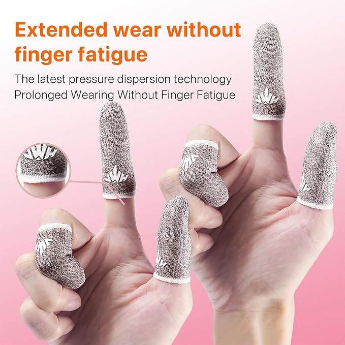 10 Pack Silver Fiber Dedales Gamer Anti Slip Sweat Proof Gaming Finger Sleeves Cots Mobile Phone Gloves Guantes para Durable Thumb Covers for Pubg (Pink 10-Pack + Storage Box) - Image 7