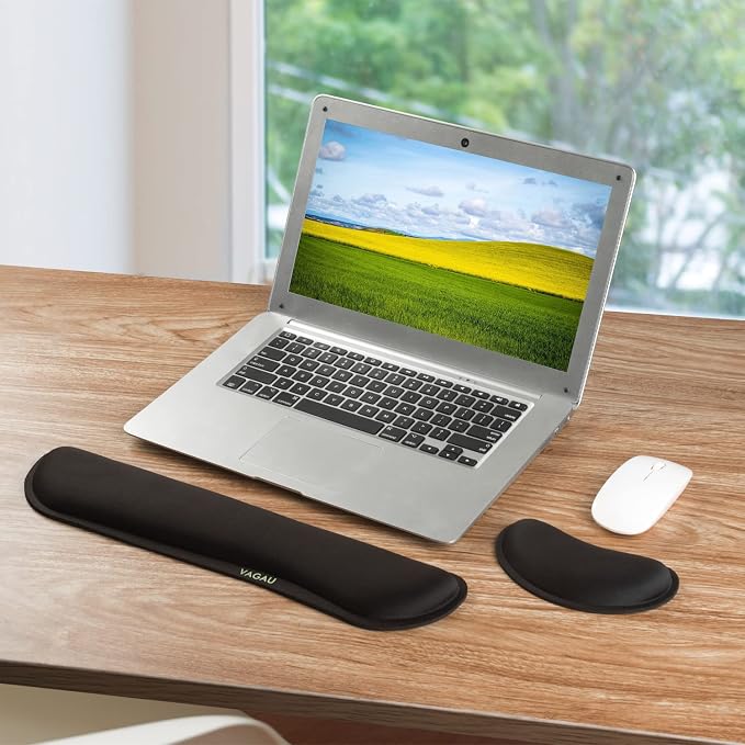 VAGAU Premium Keyboard Wrist Rest and Mouse Pad Wrist Support (2 Pack) | Ergonomic Memory Foam Set for Office, Laptop, Mac, Computer and Gaming, Comfortable Typing &Wrist Pain Relief - Image 2
