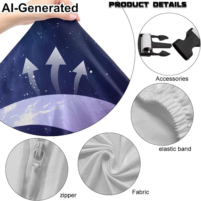 Galaxy Gaming Chair Cover with Armrest Butterfly Moon Printed Office Computer Chair Slipcovers Set of 4 Split Computer Chairs Slipcovers for Home Club Office Furniture Protector - Image 6