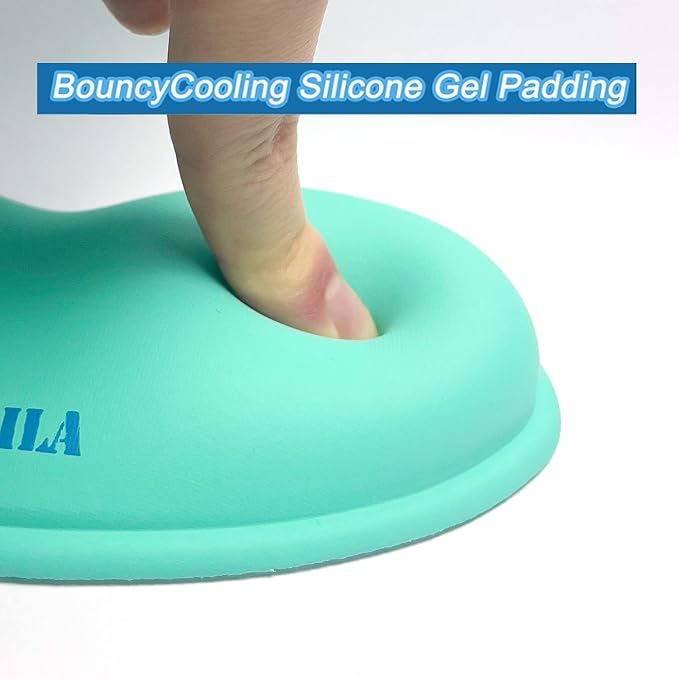 BRILA Ergonomic Silicone Mouse Wrist Rest, Cooling Silica Gel PU Leather Mouse Wrist Support Pad for Office Work and Laptop Computer Gaming (Aquamarine Leather) - Image 4