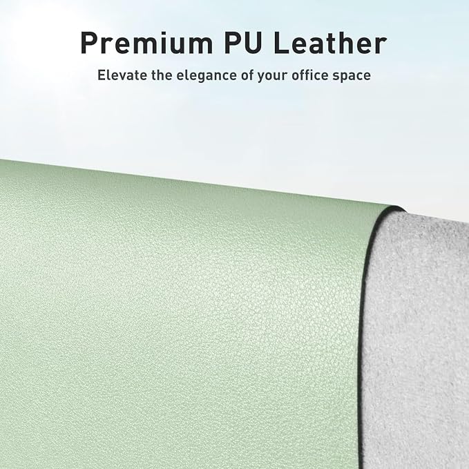 Aothia Large PU Leather Desk Pad Protector – Non-Slip Mouse Pad & Writing Mat for Office/Home, Waterproof, Easy to Clean (36" x 17", Aqua) - Image 2