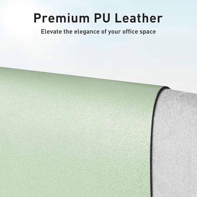 Aothia Large PU Leather Desk Pad Protector - Non-Slip Mouse Pad & Writing Mat for Office/Home, Waterproof, Easy to Clean (23.6" x 13.7", Aqua) - Image 2