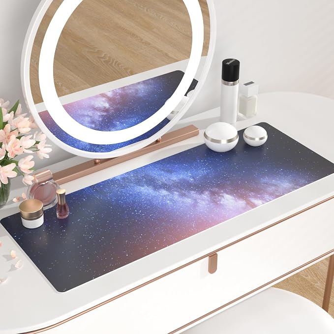 QiyI PU Leather Large Mouse Pad, Office Decor, 31.5" x 11.8", Blue Galaxy | Desk Décor Accessories, Extended Size, Waterproof & Easy to Clean, Smooth Surface, Non Slip Desk Organization - Image 6