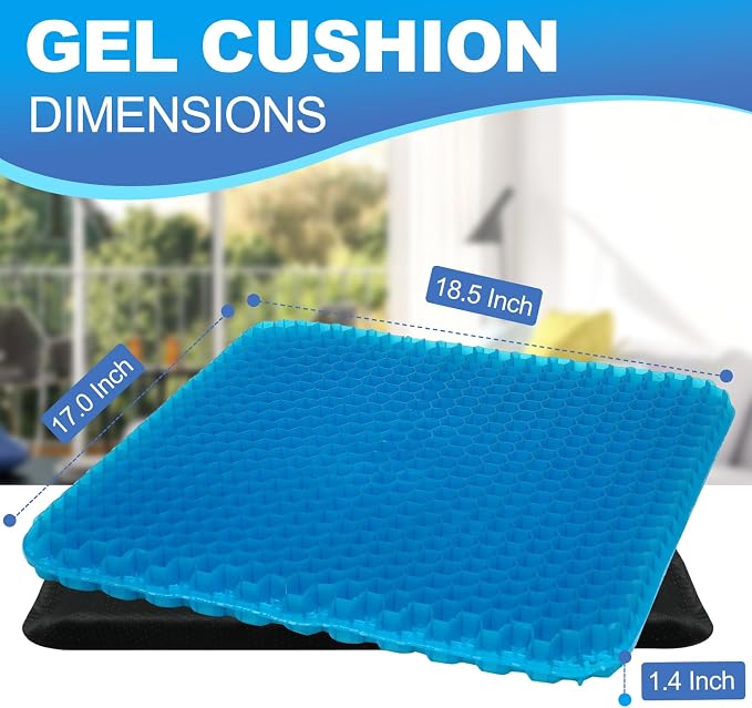 LYUANEC Gel Seat Cushion for Long Sitting - 18.5" x 17" x 1.4" (Large＆Soft) | Zero Gel Cushions for Pressure Relief, Honeycomb Gel Seat Cushion, Ergonomic Silicone Seat Cushion for People Over 100 lbs - Image 2
