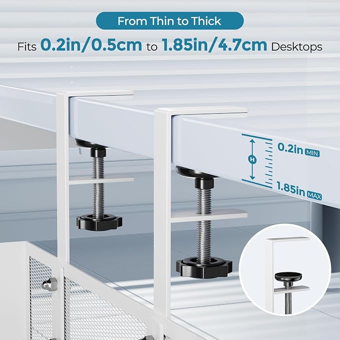 YECAYE No-Drill Metal Under Desk Cable Management Tray, Power Strip & Cable Organizer for Home Office,Under Desk Storage,Organizer Tray,White - Image 5