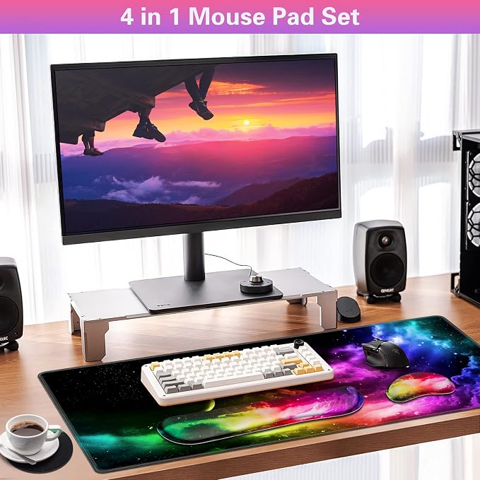 Canjoy Desk Mat with Keyboard and Mouse, Desk Pad with Wrist Rest Support - Image 2