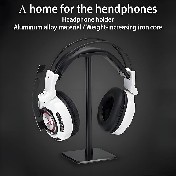 Headphone Stand, Universal Game Headset Metal Holder Earphone Stand | Aluminum Supporting Bar Flexible Headrest ABS Solid Base for AirPods Max, Sony, Bose, Beats & all Headphones (Black) - Image 3
