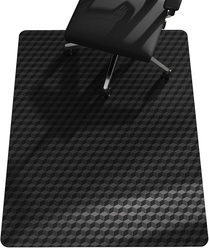 SALLOUS Chair Mat for Carpet 36" x 48" - 3D Geometric Chair Mat for Carpeted Floors, Heavy-Duty Carpet Protector Computer Desk Mat with Grips, Non-Slip Vinyl Floor Mat for Home Office, Black by SALLOUS