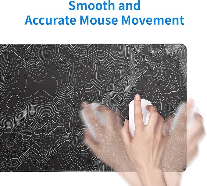 Topographic Contour Extended Big Mouse Pad Large,Gaming Mouse Pad Desk Pad,27.6x11.8 Inch Long Computer Keyboard Mouse Mat Mousepad with 3mm Non-Slip Base and Stitched Edge for Gaming and Office - Image 7