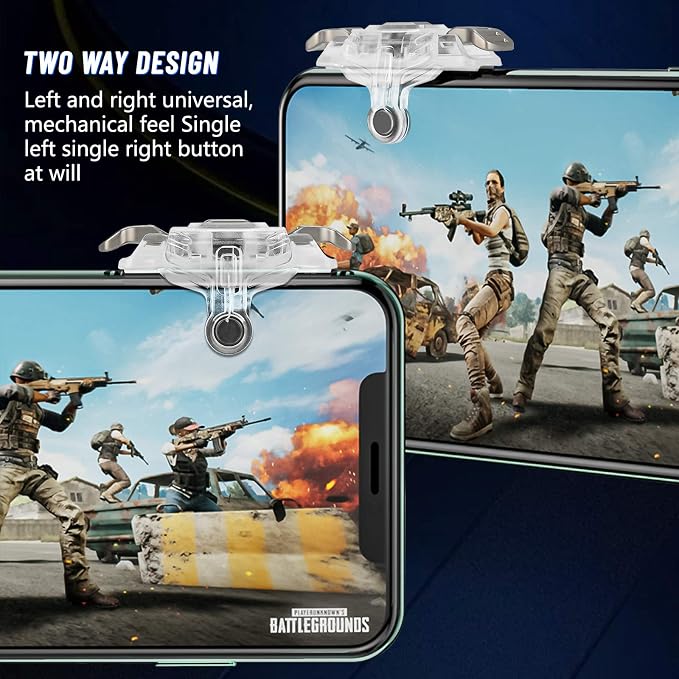 Newseego for PUBG Mobile Game Controller Trigger, Upgrade Version PUBG Mobile Game Trigger Double Sensitive Aim Shoot Keys Buttons for Rules of Survival/PUBG Triggers for All Smartphone-Transparent - Image 5