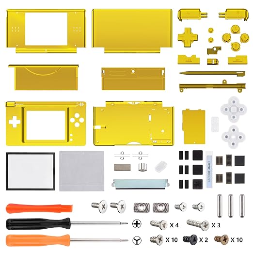 eXtremeRate Chrome Gold Replacement Full Housing Shell for Nintendo DS Lite, Custom Handheld Console Case Cover with Buttons, Screen Lens for Nintendo DS Lite NDSL - Console NOT Included - Image 2