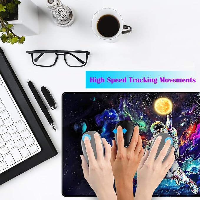 Astronaut Desk Space Mouse Pad for Boys - Galaxy Gaming Mouse Pad, 31.5x15.7in, Stitched Edges - Image 3