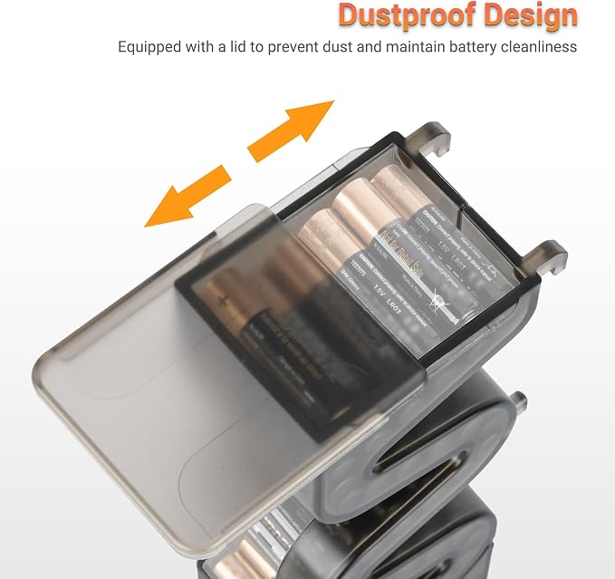 KIWIFOTOS 35-Slot AAA Battery Storage Case with Tester Vertical Dispenser - Image 6